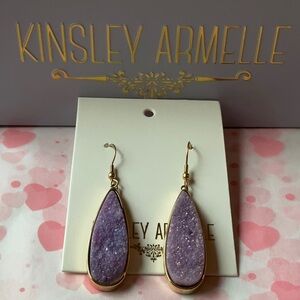 💜  Kinsley Armelle Royal Quartz Purple and Gold Teardrop Earrings 💜 NWT 💜